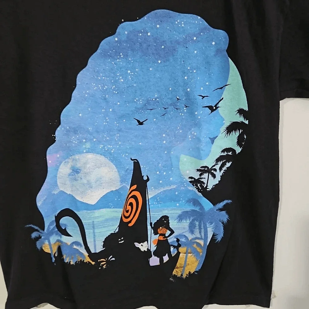 Gildan Kids S Short Sleeve Moana Graphic Tee Black & Blue Moon Nightscape Cotton